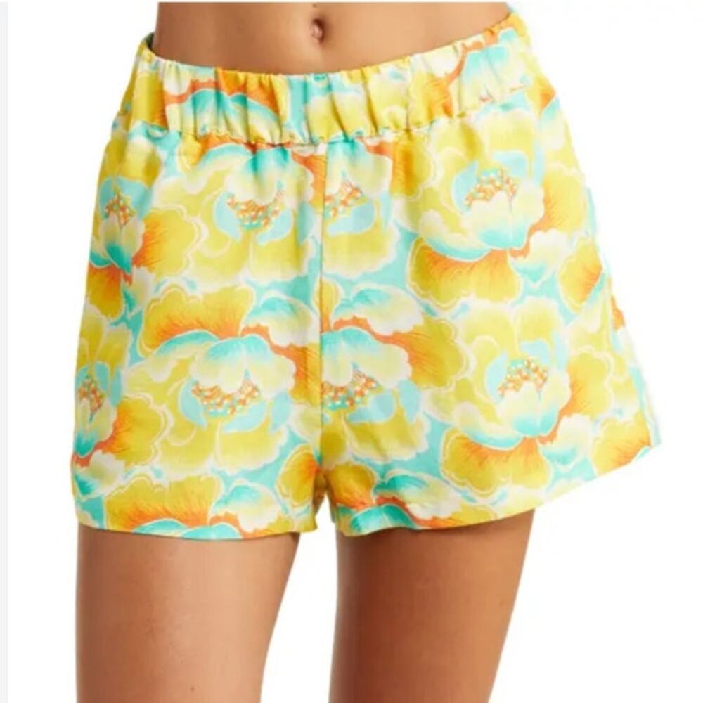 Kulani Kinis Linen Blend Shorts Tropical Print Size M Swim Resort Hawaiian NWOT